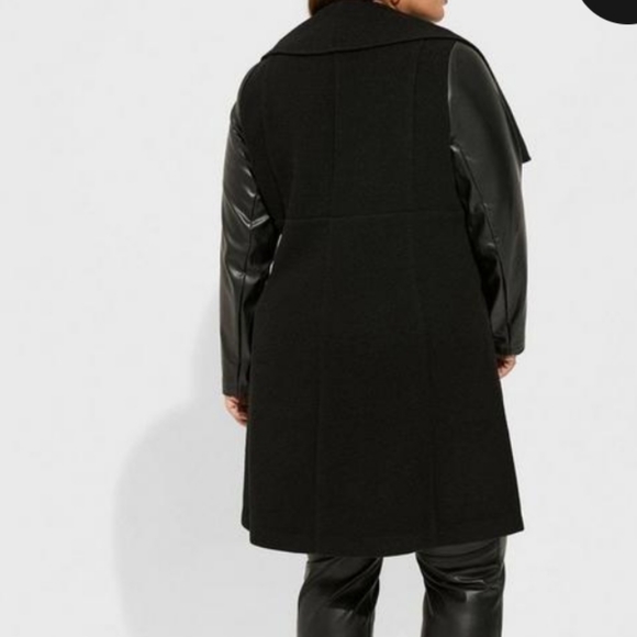 NWT TORRID Faux Leather Sleeve Wool Coat TORRID SIZE 3(22-24) - Picture 2 of 6